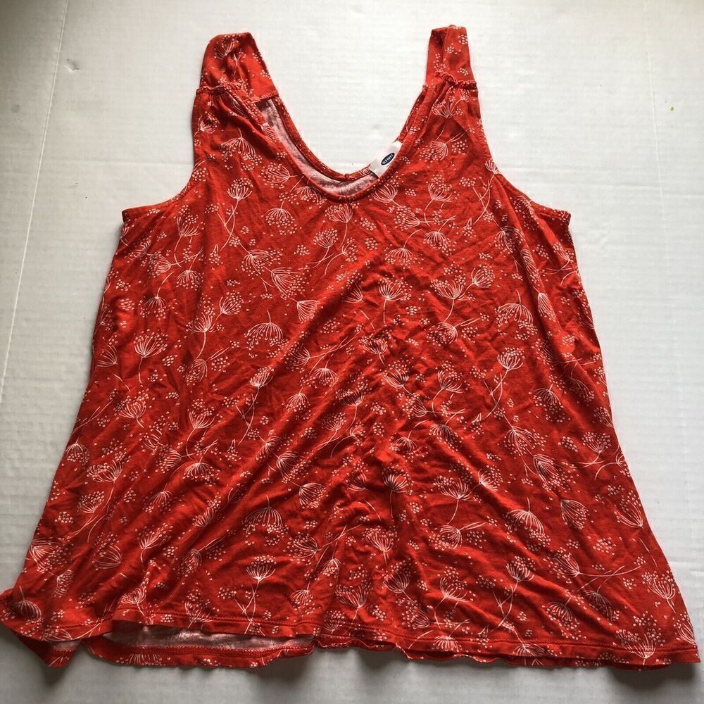 Old Navy Red White Floral Print Tank Top Sz S A2247